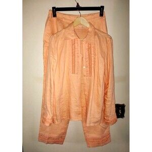 Women's Way 2 pc Orange Linen Pants Suit : Jacket and Pants Size 12